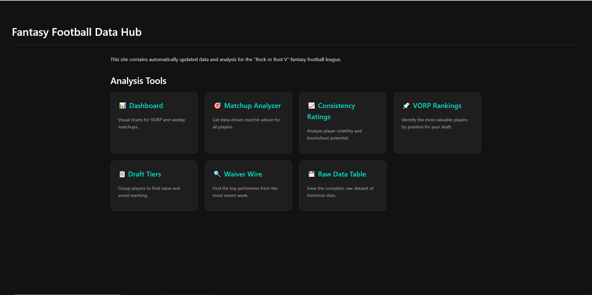 Fantasy Football Data Hub screenshot