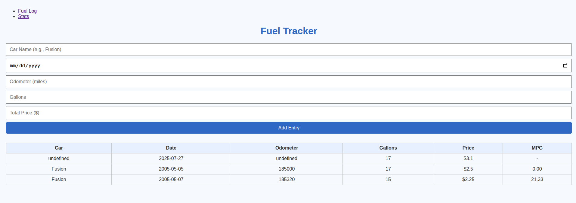 Gas Tracker screenshot